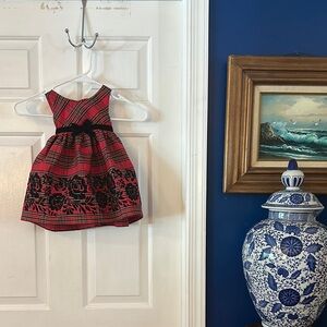 Good Lad Red & Black Plaid Satin Holiday Dress Size 18mos